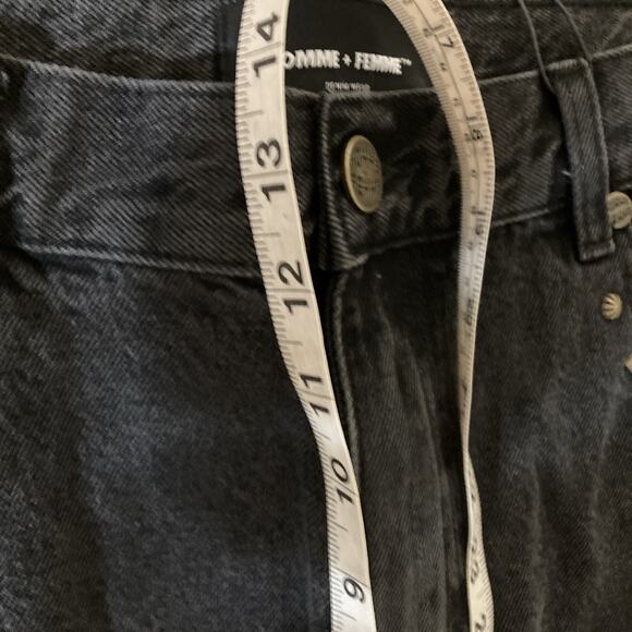 Homme Femme Baggy Jeans Men’s Sz 36 New Black Studded Denim 90s Y2 goth $215 - Picture 8 of 9